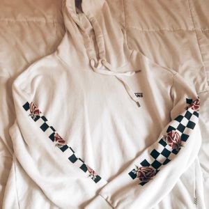 VANS WHITE CHECKED ROSE SLEEVE SWEATSHIRT